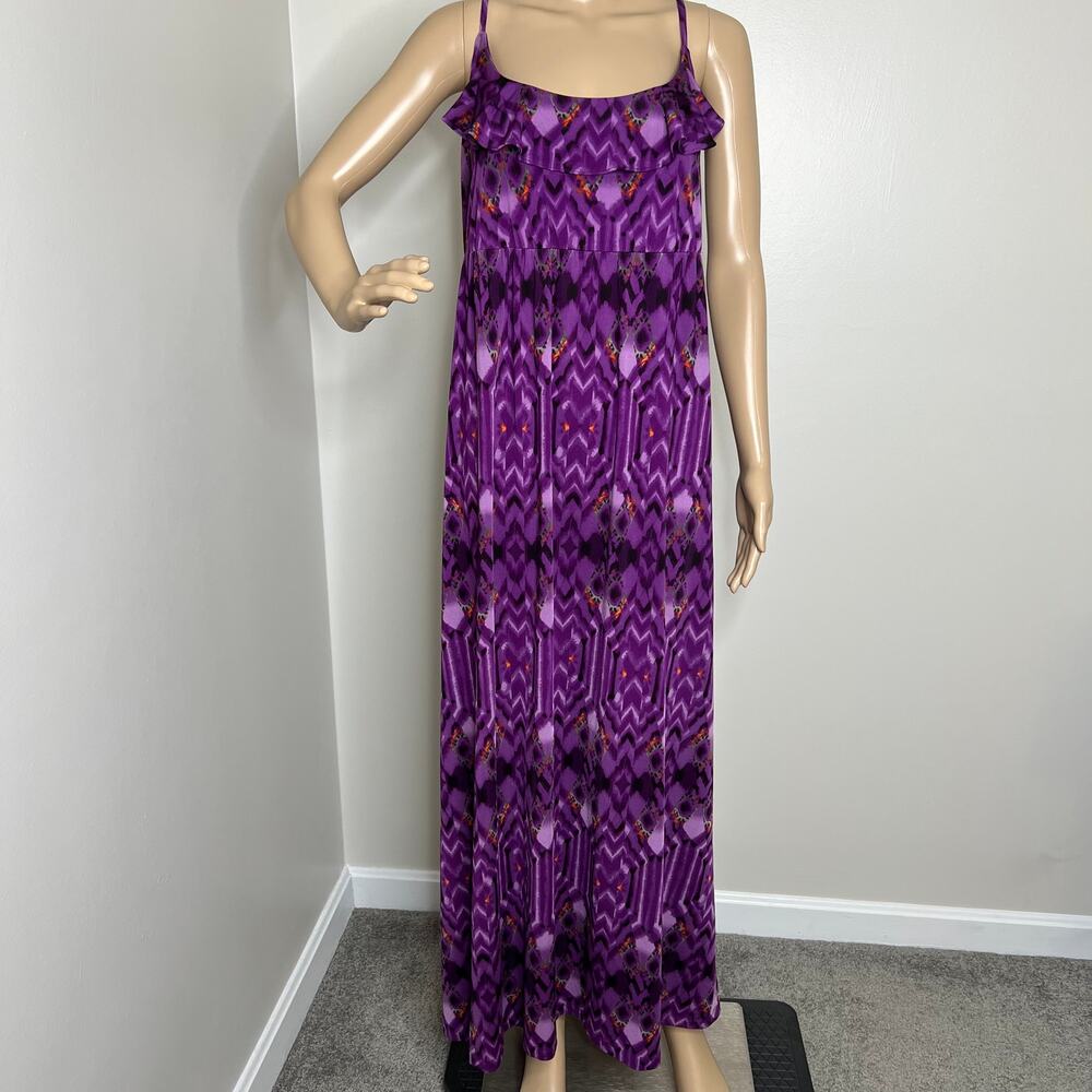 Elle Purple Patterned Ruffle Maxi Dress - Picture 9 of 9